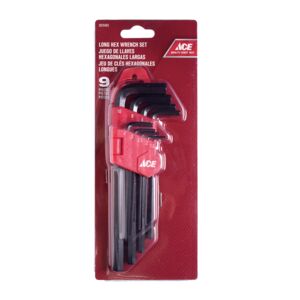 Ace 9-Piece Long Hex Wrench Set Black